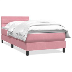 vidaXL Sommier &agrave; lattes de lit avec matelas rose 100x220 cm velours