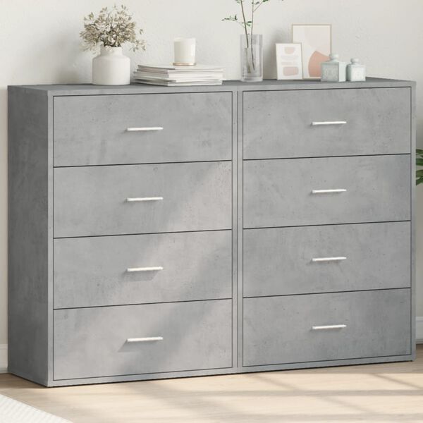 vidaXL Buffets 2 pcs gris b&eacute;ton 60x31x84 cm bois d'ing&eacute;nierie