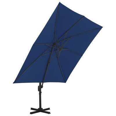 vidaXL Parasol de jardin en porte-à-faux et mât en aluminium bleu azur