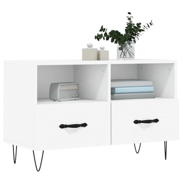 vidaXL Meuble TV Blanc 80x36x50 cm Bois d'ingénierie