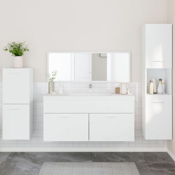 vidaXL Ensemble de meubles salle de bain 4 pcs blanc bois d'ing&eacute;nierie