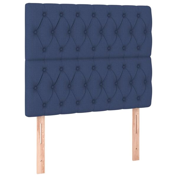 vidaXL T&ecirc;te de lit &agrave; LED Bleu 100x7x118/128 cm Tissu