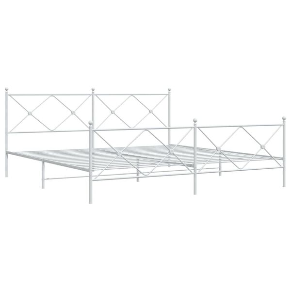 vidaXL Cadre de lit m&eacute;tal sans matelas et pied de lit blanc 200x200 cm
