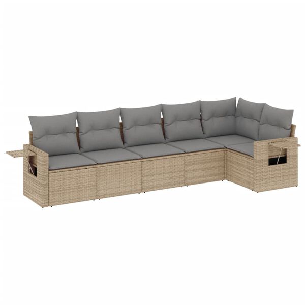 vidaXL Salon de jardin avec coussins 6 pcs beige r&eacute;sine tress&eacute;e