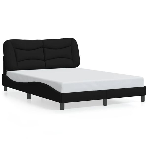 vidaXL Cadre de lit sans matelas Hvar noir 140x190 cm tissu