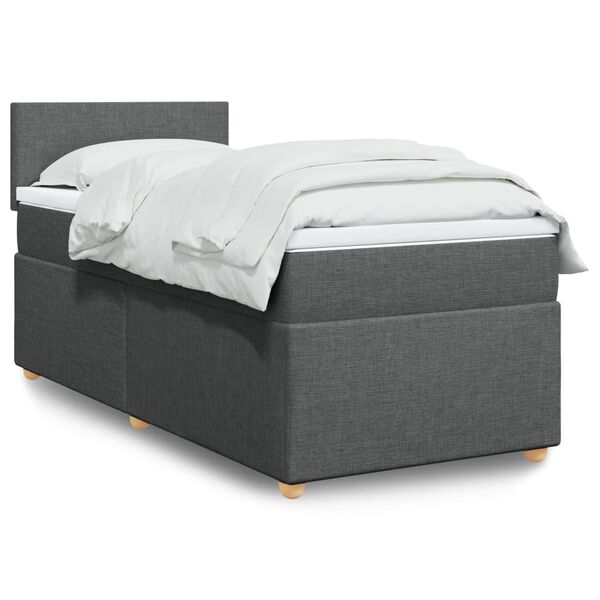 vidaXL Sommier &agrave; lattes de lit et matelas Gris fonc&eacute; 90x190 cm Tissu
