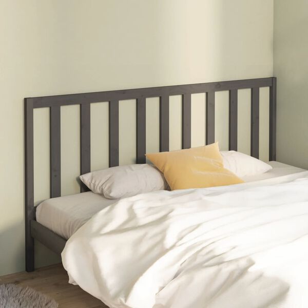 vidaXL T&ecirc;te de lit Gris 186x4x100 cm Bois massif de pin