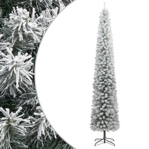 vidaXL Sapin de No&euml;l mince avec support et flocon de neige 270 cm PVC