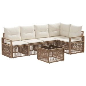 vidaXL Ensemble de canap&eacute; de jardin 6 pc Beige polyrotin