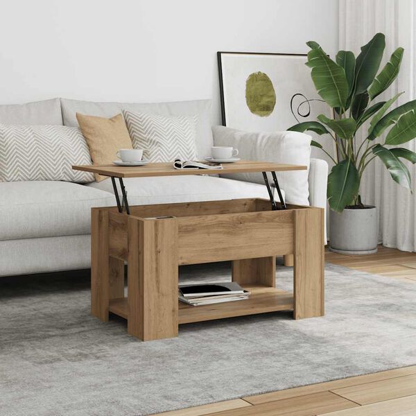 vidaXL Table basse ch&ecirc;ne artisanal 79x49x41 cm bois d'ing&eacute;nierie