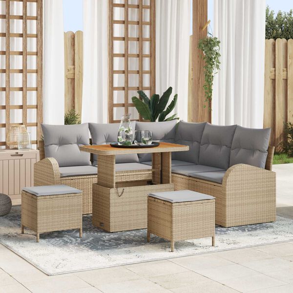 vidaXL Ensemble de canap&eacute; de jardin 8 pcs Beige Poly rotin