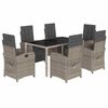 vidaXL Ensemble &agrave; manger de jardin et coussins 7 pcs gris rotin
