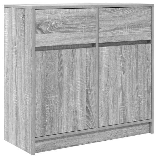 vidaXL Buffet avec tiroir sonoma gris 80x34x76 cm bois d'ing&eacute;nierie