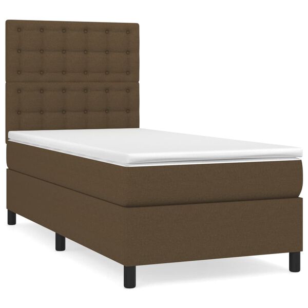 vidaXL Sommier &agrave; lattes de lit avec matelas Marron fonc&eacute; 90x200 cm