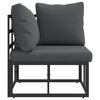 vidaXL Mobilier de jardin avec coussin avec oreiller Noir Aluminium