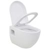 vidaXL WC suspendu en c&eacute;ramique Blanc