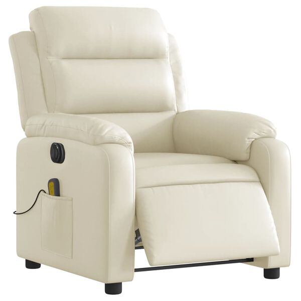 vidaXL Fauteuil de massage inclinable électrique crème similicuir