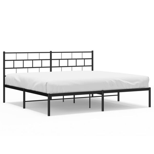 vidaXL Cadre de lit m&eacute;tal sans matelas et t&ecirc;te de lit noir 180x200 cm