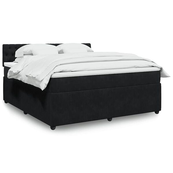 vidaXL Sommier &agrave; lattes de lit avec matelas Noir 180x200 cm Velours