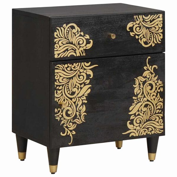 vidaXL Cabinet de chevet avec porte avec tiroir Noir 50 x 33 x 60 cm