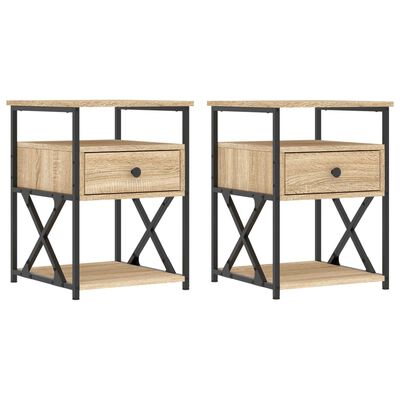 vidaXL Tables de chevet 2 pcs chêne sonoma 40x42x55 cm bois ingénierie