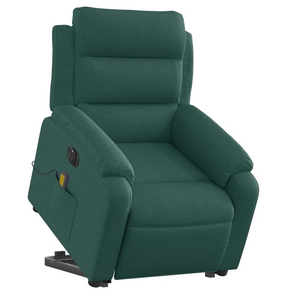 vidaXL Fauteuil inclinable de massage &eacute;lectrique Vert fonc&eacute; Tissu