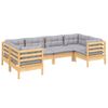 vidaXL Salon de jardin 6 pcs avec coussins gris bois de pin