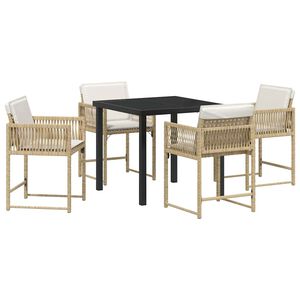 vidaXL Ensemble de salle &agrave; manger pour jardin 5 pcs Beige polyrotin
