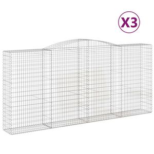 vidaXL Paniers &agrave; gabions arqu&eacute;s 3 pcs 400x50x180/200 cm Fer galvanis&eacute;