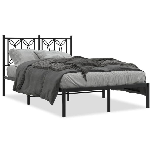 vidaXL Cadre de lit métal sans matelas avec tête de lit noir 120x190cm