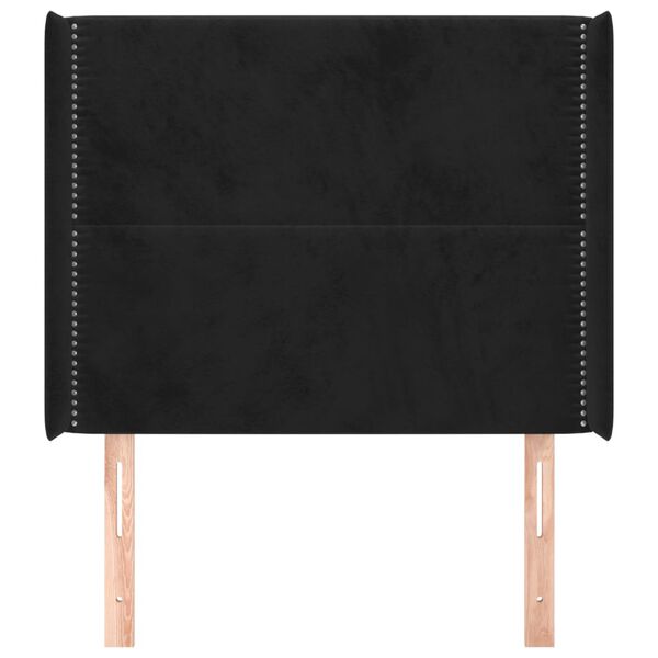 vidaXL T&ecirc;te de lit avec oreilles Noir 93x16x118/128 cm Velours