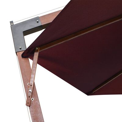 vidaXL Parasol de jardin suspendu et mât rouge bordeaux bois de sapin