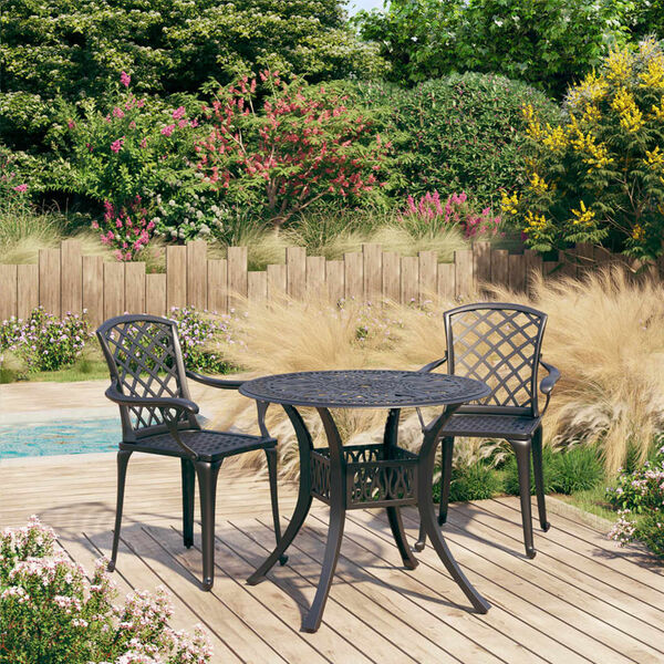 vidaXL Ensemble de bistro 3 pcs Aluminium coul&eacute; Noir
