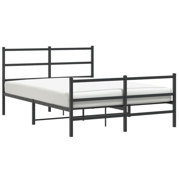 vidaXL Cadre de lit m&eacute;tal sans matelas avec pied de lit noir 140x190cm