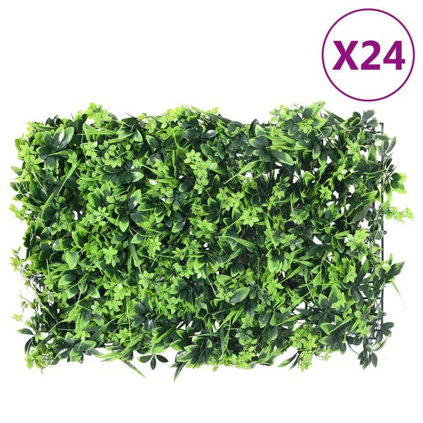  vidaXL Clôture à feuilles artificielles 24 pcs vert 40x60 cm