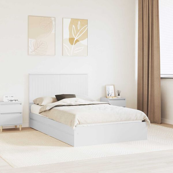 vidaXL Lit de Rangement Blanc 120 x 200 cm Bois d'ing&eacute;nierie
