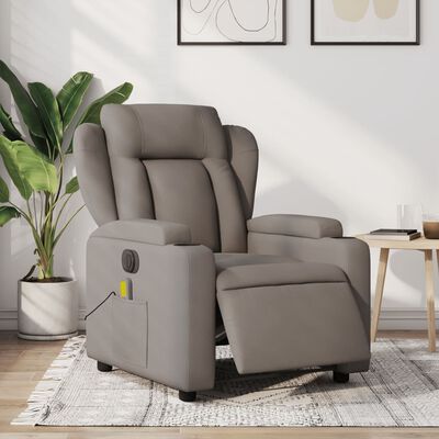 vidaXL Fauteuil de massage inclinable électrique Taupe Tissu