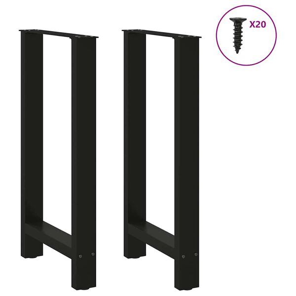 vidaXL Pieds de table de bar Noir 2 pi&egrave;ces 40 x (90-91) cm Acier