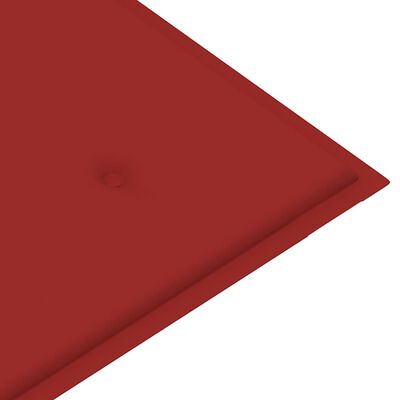 vidaXL Banc de jardin avec coussin rouge 120 cm Bois de teck massif