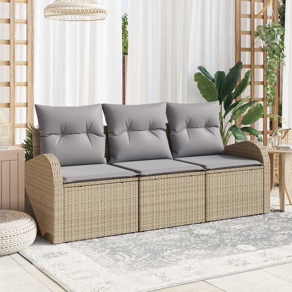 vidaXL Ensemble de canapé de jardin 3 pcs beige et gris clair