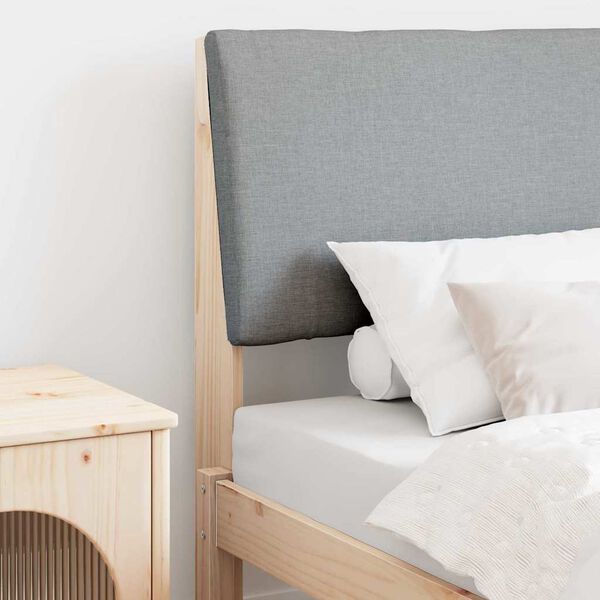 vidaXL T&ecirc;te de lit capitonn&eacute;e Gris clair 75 cm Pin massif