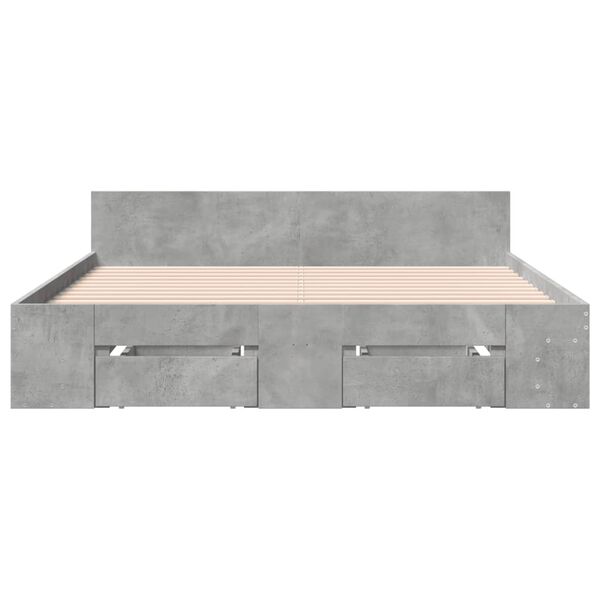 vidaXL Cadre de lit avec tiroirs sans matelas gris b&eacute;ton 150x200 cm