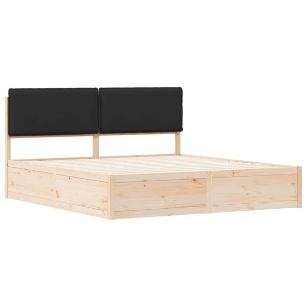 vidaXL Cadre de lit avec t&ecirc;te de lit rembourr&eacute;e Noir 180 x 200 cm