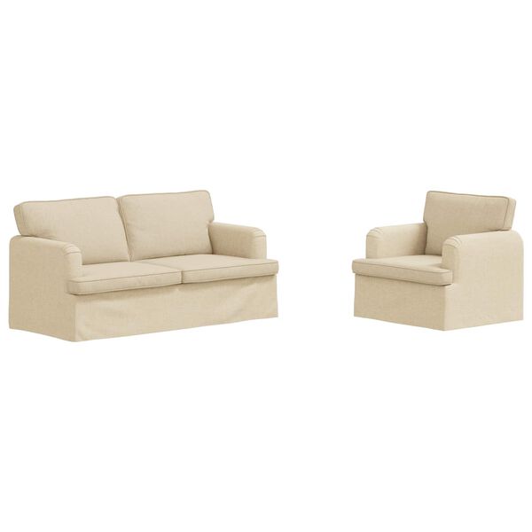 vidaXL Canap&eacute; 2 pcs Cr&egrave;me 162 x 80 x 85 cm tissu