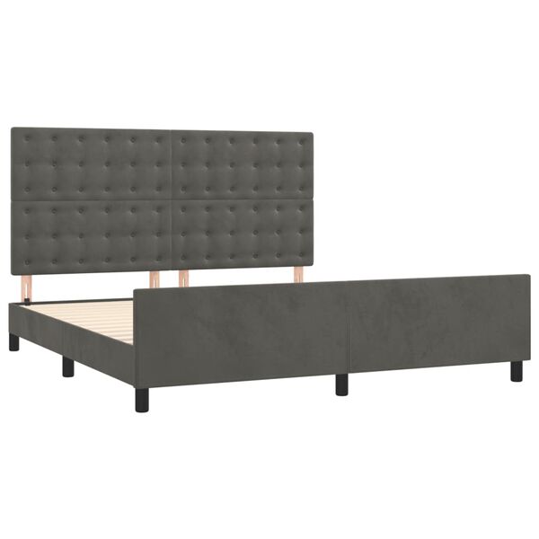 vidaXL Cadre de lit sans matelas gris fonc&eacute; velours