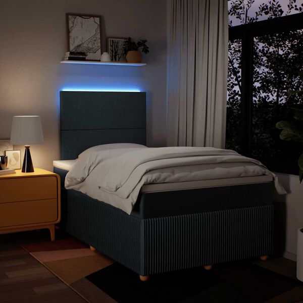 vidaXL Sommier &agrave; lattes de lit avec matelas Bleu 120x200 cm Tissu