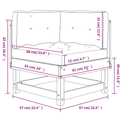 vidaXL Canapé d'angle avec coussins bois de pin imprégné