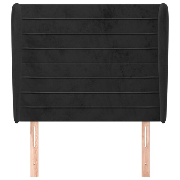 vidaXL T&ecirc;te de lit avec oreilles Noir 93x23x118/128 cm Velours