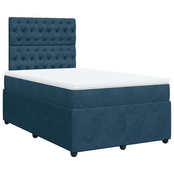 vidaXL Sommier &agrave; lattes de lit et matelas bleu 120x190 cm velours