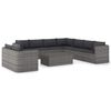 vidaXL Salon de jardin 10 pcs avec coussins R&eacute;sine tress&eacute;e Gris